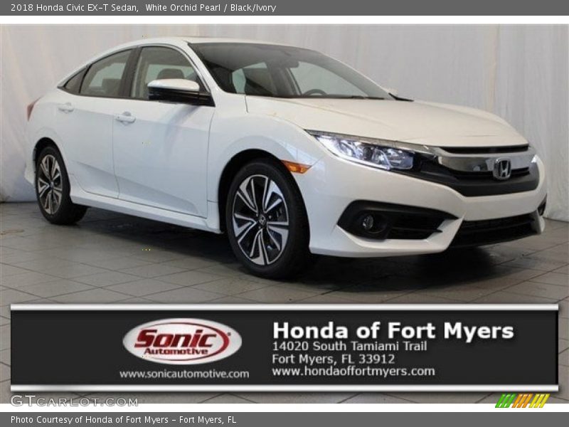 White Orchid Pearl / Black/Ivory 2018 Honda Civic EX-T Sedan