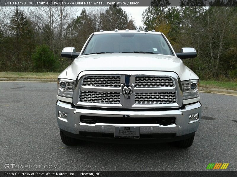 Pearl White / Black 2018 Ram 3500 Laramie Crew Cab 4x4 Dual Rear Wheel