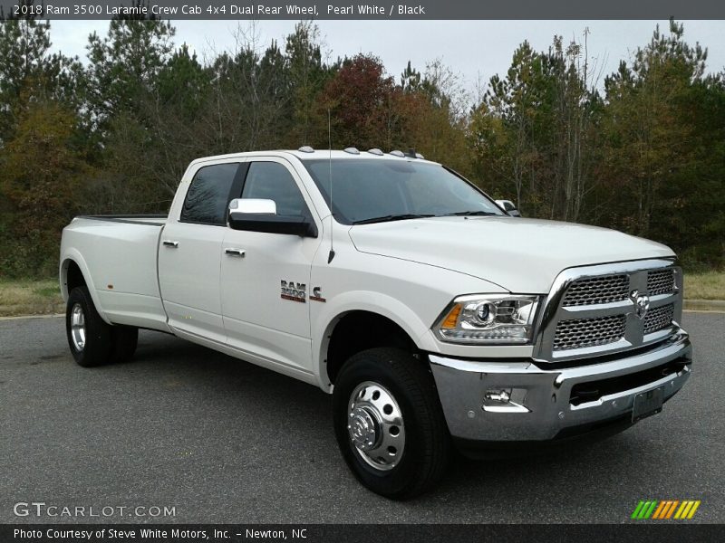 Pearl White / Black 2018 Ram 3500 Laramie Crew Cab 4x4 Dual Rear Wheel