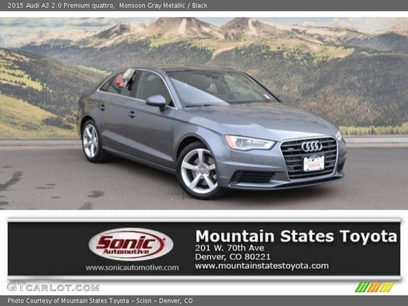Monsoon Gray Metallic / Black 2015 Audi A3 2.0 Premium quattro