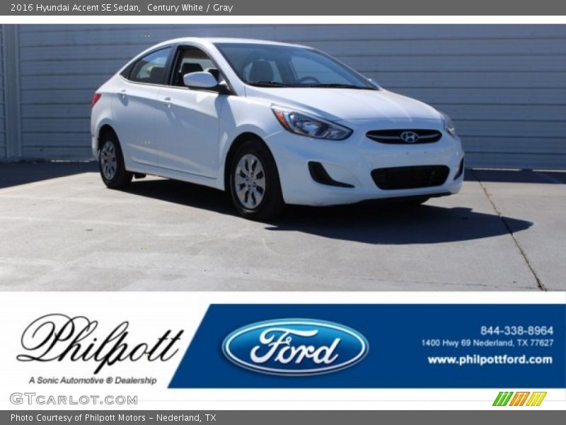 Century White / Gray 2016 Hyundai Accent SE Sedan