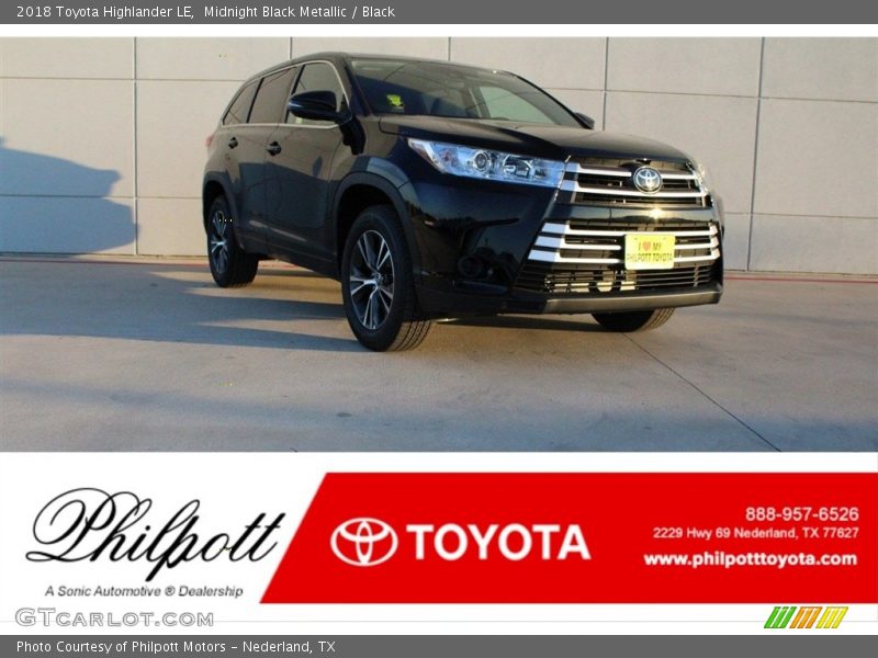 Midnight Black Metallic / Black 2018 Toyota Highlander LE