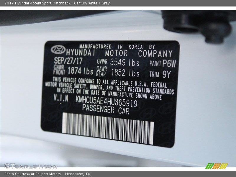 Century White / Gray 2017 Hyundai Accent Sport Hatchback
