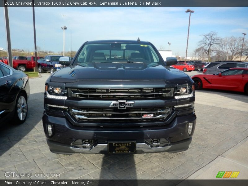 Centennial Blue Metallic / Jet Black 2018 Chevrolet Silverado 1500 LTZ Crew Cab 4x4