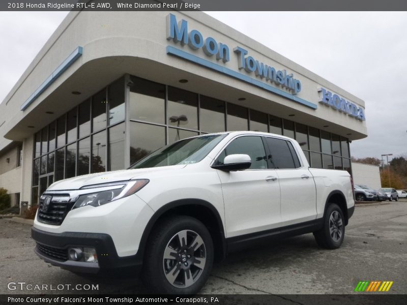 White Diamond Pearl / Beige 2018 Honda Ridgeline RTL-E AWD