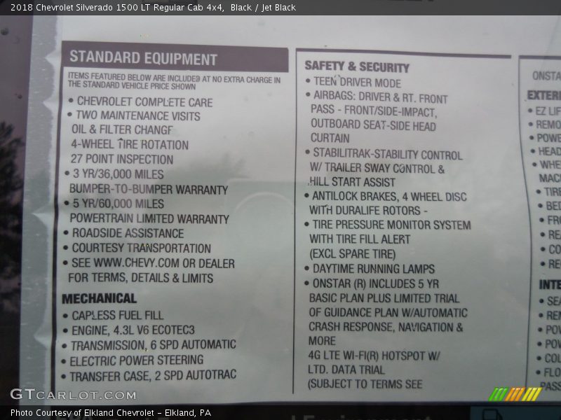 Black / Jet Black 2018 Chevrolet Silverado 1500 LT Regular Cab 4x4