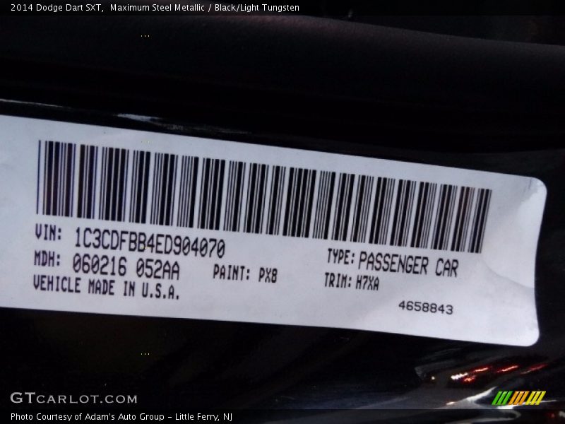Maximum Steel Metallic / Black/Light Tungsten 2014 Dodge Dart SXT