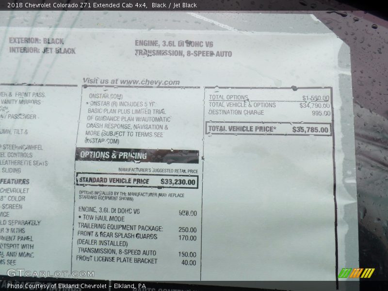 Black / Jet Black 2018 Chevrolet Colorado Z71 Extended Cab 4x4