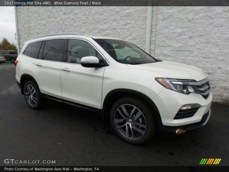 White Diamond Pearl / Black 2017 Honda Pilot Elite AWD