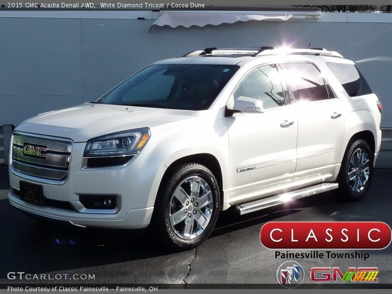 White Diamond Tricoat / Cocoa Dune 2015 GMC Acadia Denali AWD