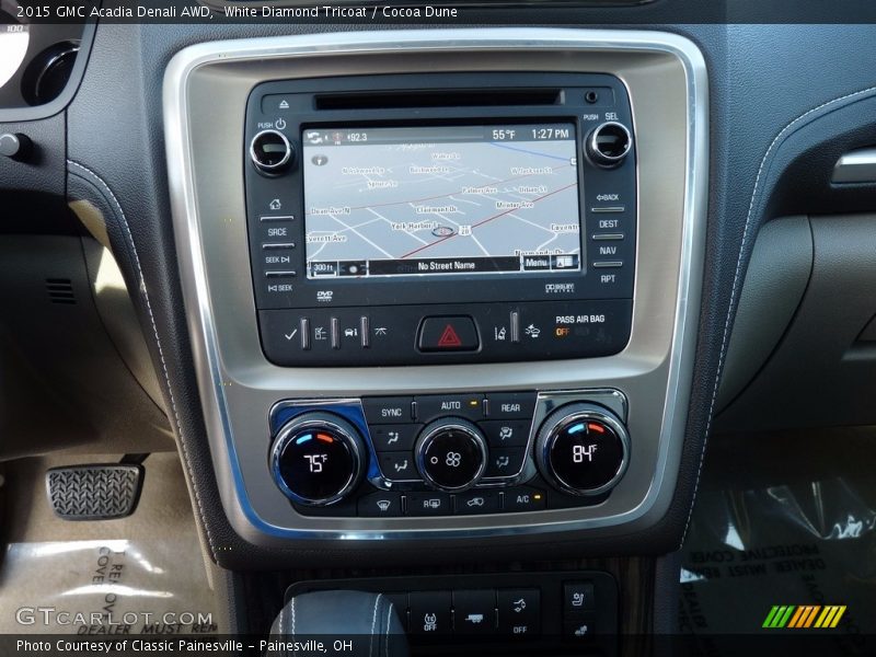 White Diamond Tricoat / Cocoa Dune 2015 GMC Acadia Denali AWD