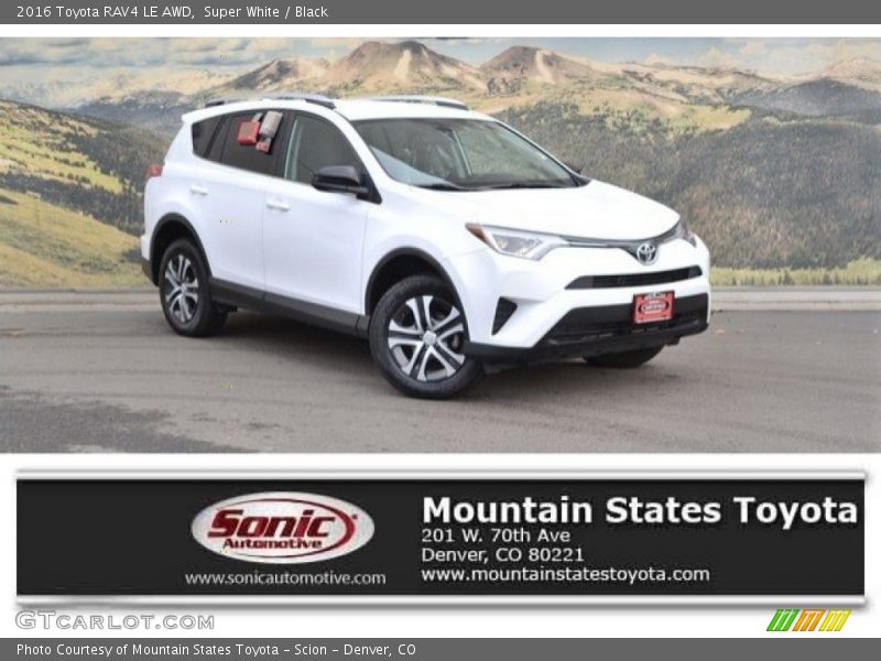 Super White / Black 2016 Toyota RAV4 LE AWD