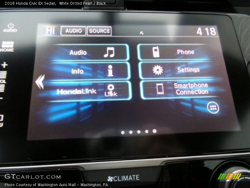 White Orchid Pearl / Black 2018 Honda Civic EX Sedan