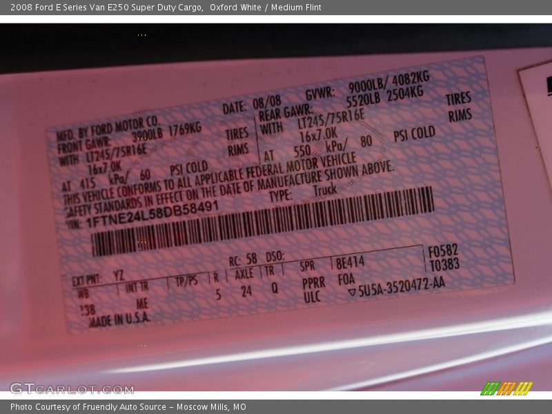 Oxford White / Medium Flint 2008 Ford E Series Van E250 Super Duty Cargo