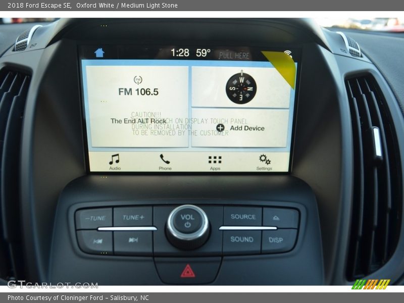 Oxford White / Medium Light Stone 2018 Ford Escape SE