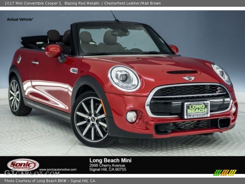 Blazing Red Metallic / Chesterfield Leather/Malt Brown 2017 Mini Convertible Cooper S