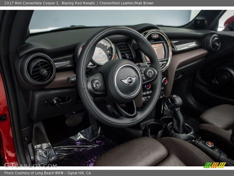 Blazing Red Metallic / Chesterfield Leather/Malt Brown 2017 Mini Convertible Cooper S