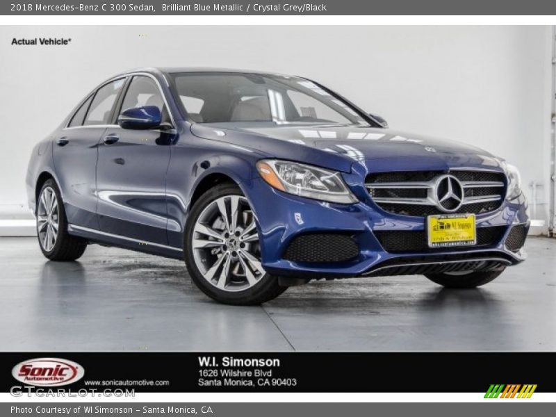 Brilliant Blue Metallic / Crystal Grey/Black 2018 Mercedes-Benz C 300 Sedan