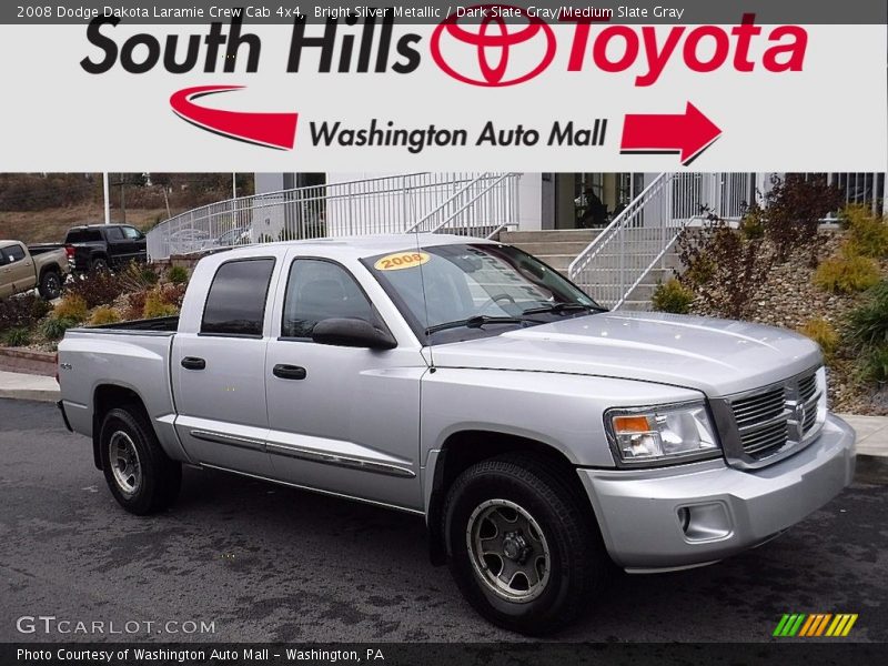 Bright Silver Metallic / Dark Slate Gray/Medium Slate Gray 2008 Dodge Dakota Laramie Crew Cab 4x4