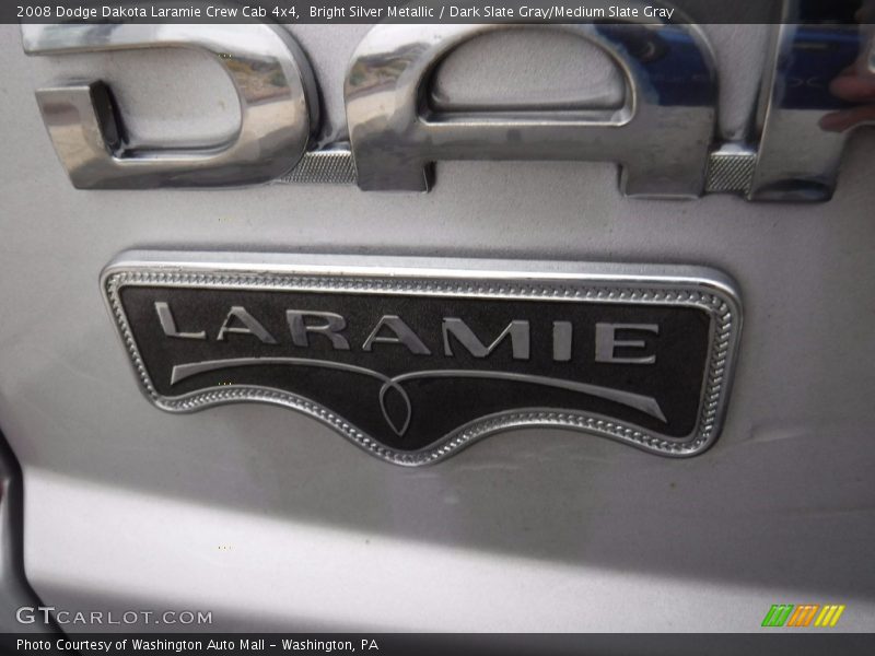 Bright Silver Metallic / Dark Slate Gray/Medium Slate Gray 2008 Dodge Dakota Laramie Crew Cab 4x4