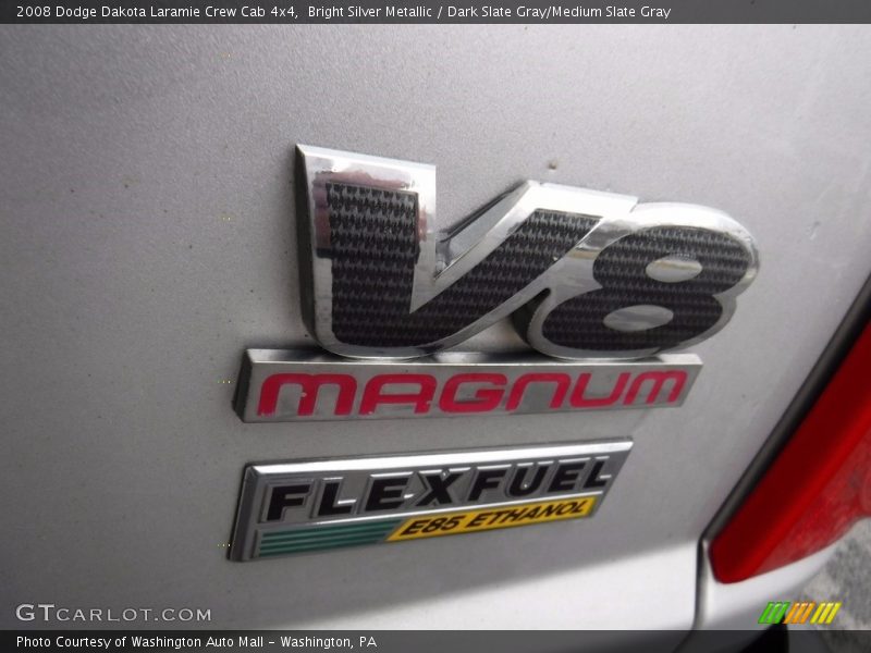 Bright Silver Metallic / Dark Slate Gray/Medium Slate Gray 2008 Dodge Dakota Laramie Crew Cab 4x4