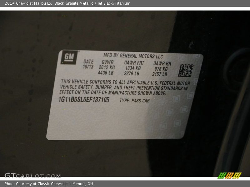 Black Granite Metallic / Jet Black/Titanium 2014 Chevrolet Malibu LS