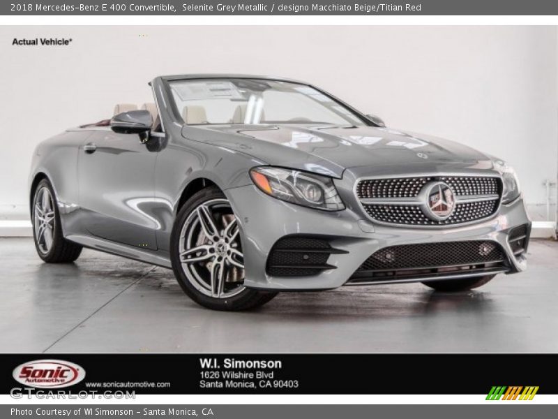 Selenite Grey Metallic / designo Macchiato Beige/Titian Red 2018 Mercedes-Benz E 400 Convertible