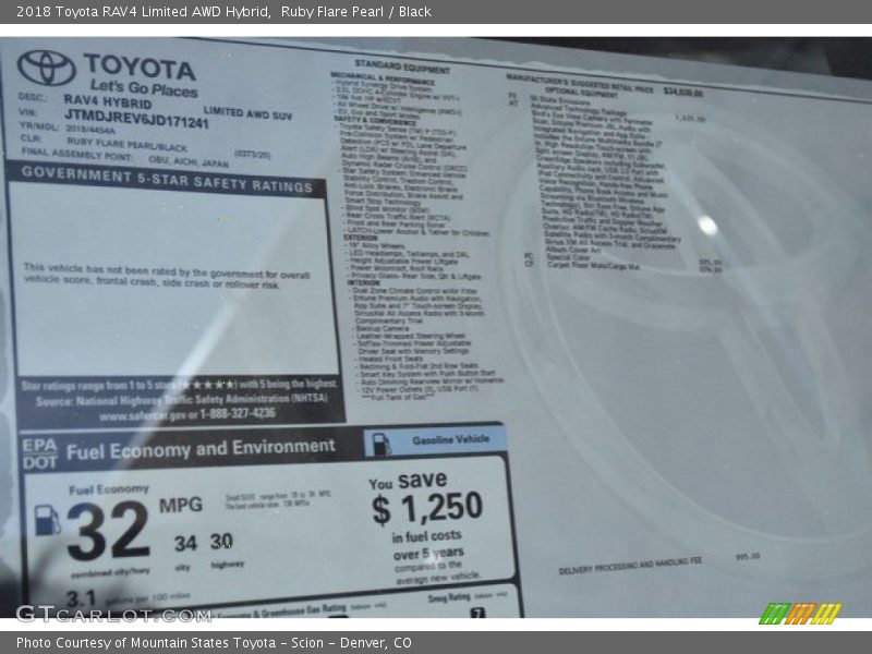 Ruby Flare Pearl / Black 2018 Toyota RAV4 Limited AWD Hybrid