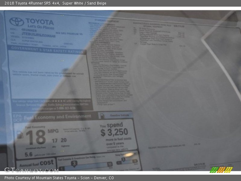 Super White / Sand Beige 2018 Toyota 4Runner SR5 4x4