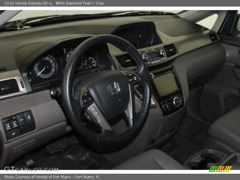White Diamond Pearl / Gray 2016 Honda Odyssey EX-L