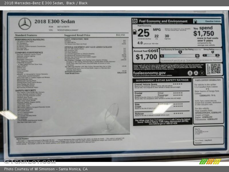 Black / Black 2018 Mercedes-Benz E 300 Sedan