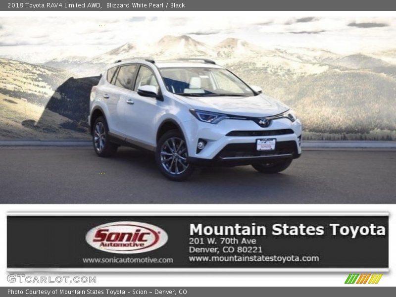 Blizzard White Pearl / Black 2018 Toyota RAV4 Limited AWD