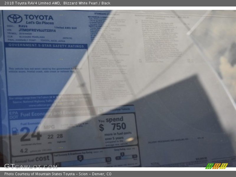 Blizzard White Pearl / Black 2018 Toyota RAV4 Limited AWD