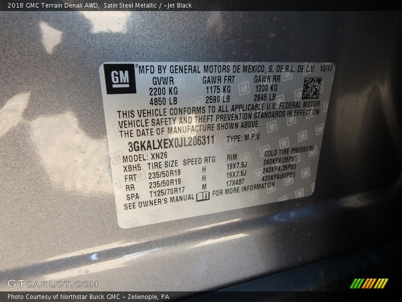 Satin Steel Metallic / ­Jet Black 2018 GMC Terrain Denali AWD