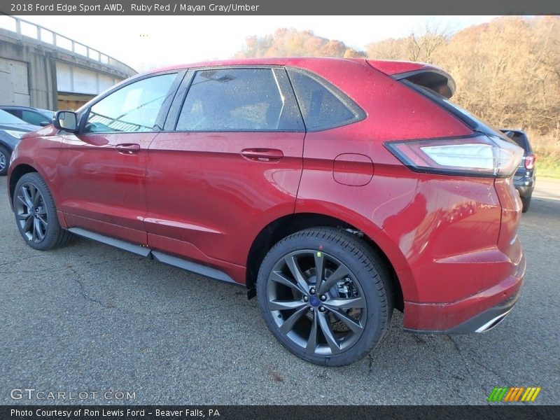 Ruby Red / Mayan Gray/Umber 2018 Ford Edge Sport AWD