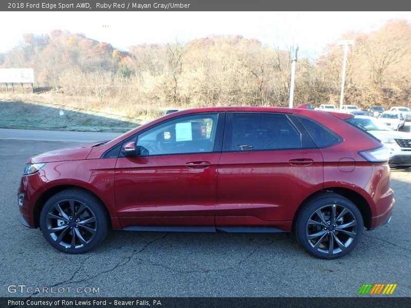Ruby Red / Mayan Gray/Umber 2018 Ford Edge Sport AWD