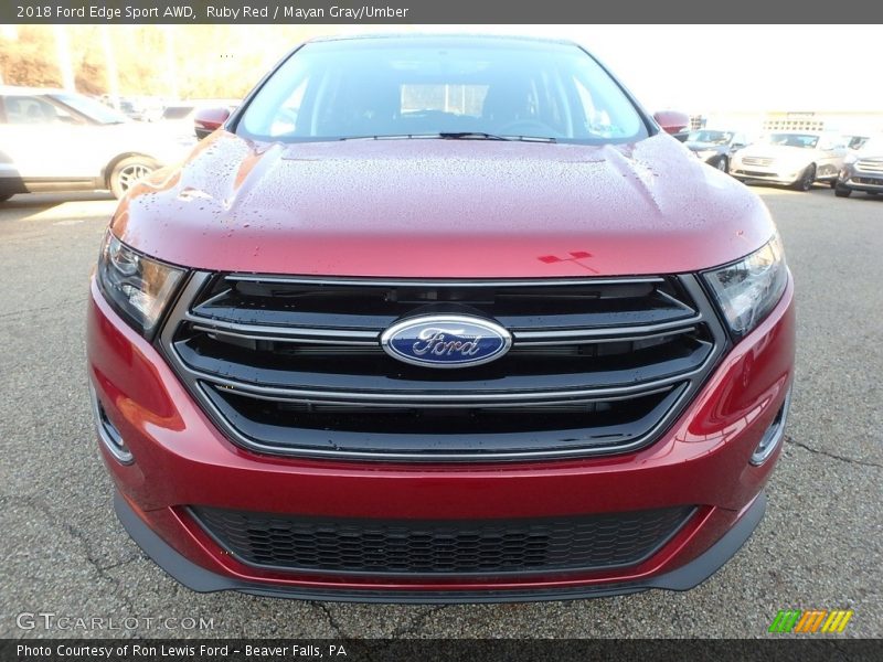 Ruby Red / Mayan Gray/Umber 2018 Ford Edge Sport AWD