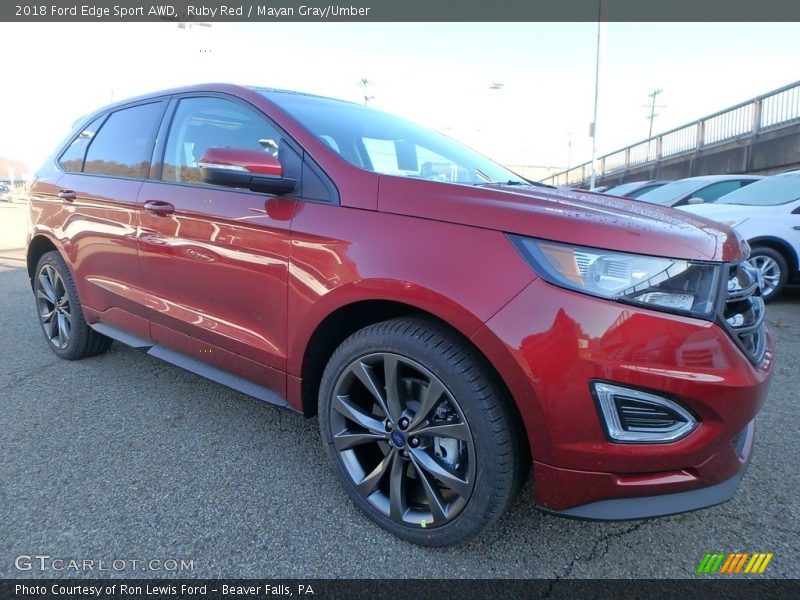 Ruby Red / Mayan Gray/Umber 2018 Ford Edge Sport AWD