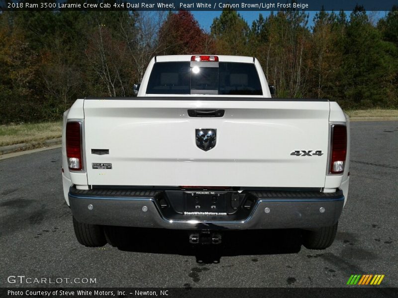 Pearl White / Canyon Brown/Light Frost Beige 2018 Ram 3500 Laramie Crew Cab 4x4 Dual Rear Wheel