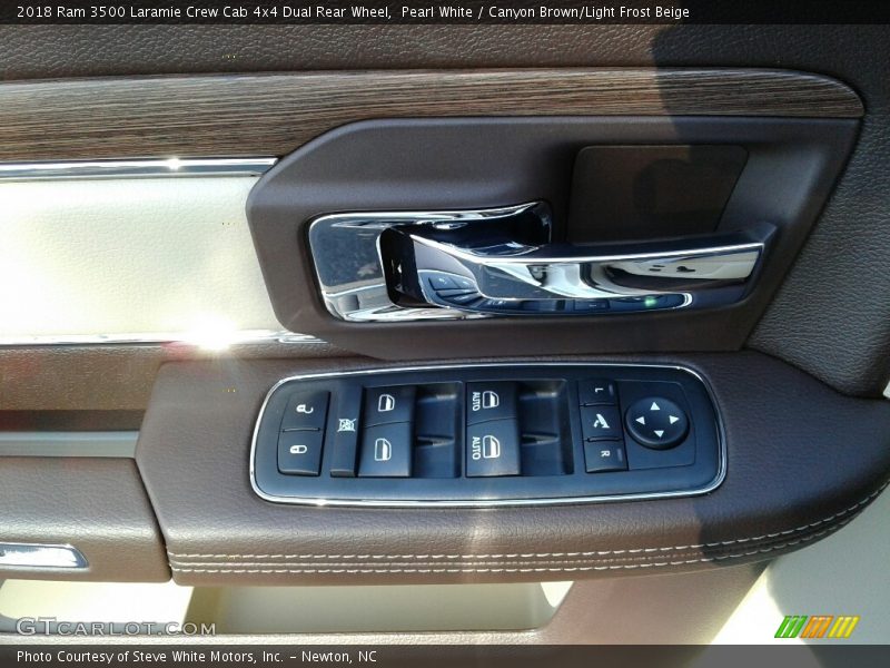 Pearl White / Canyon Brown/Light Frost Beige 2018 Ram 3500 Laramie Crew Cab 4x4 Dual Rear Wheel