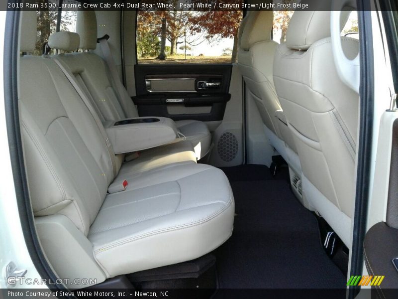 Pearl White / Canyon Brown/Light Frost Beige 2018 Ram 3500 Laramie Crew Cab 4x4 Dual Rear Wheel