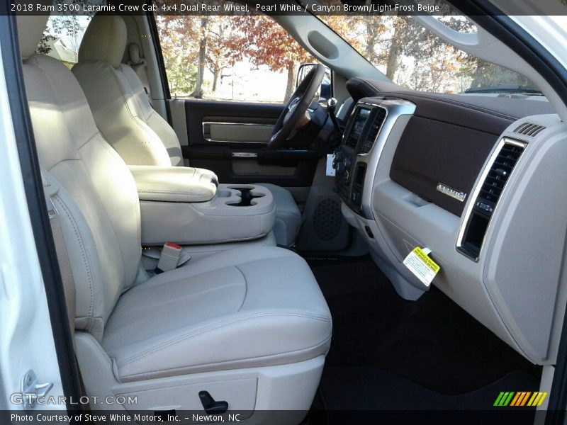 Pearl White / Canyon Brown/Light Frost Beige 2018 Ram 3500 Laramie Crew Cab 4x4 Dual Rear Wheel