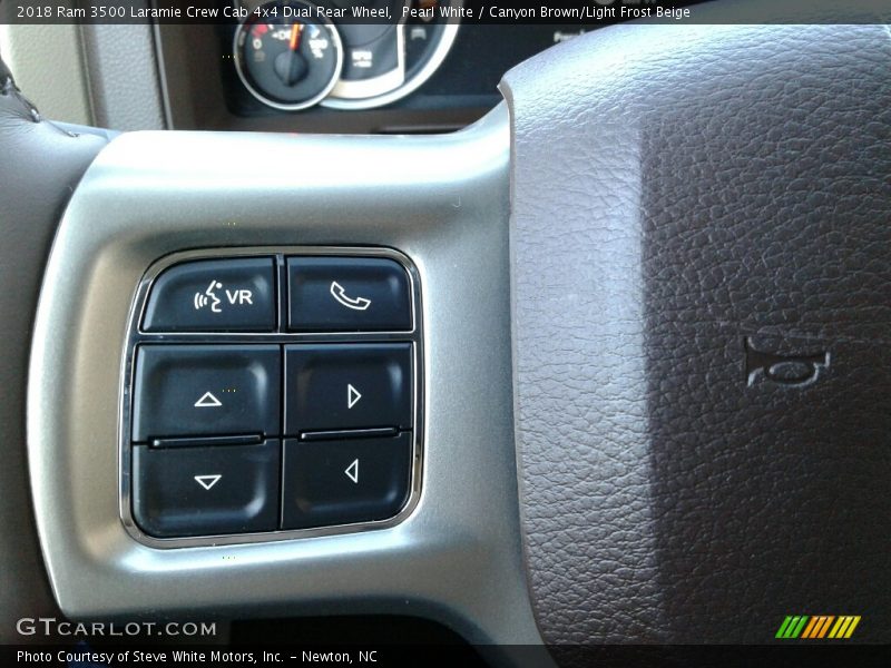 Pearl White / Canyon Brown/Light Frost Beige 2018 Ram 3500 Laramie Crew Cab 4x4 Dual Rear Wheel