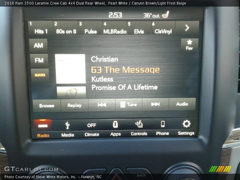 Pearl White / Canyon Brown/Light Frost Beige 2018 Ram 3500 Laramie Crew Cab 4x4 Dual Rear Wheel
