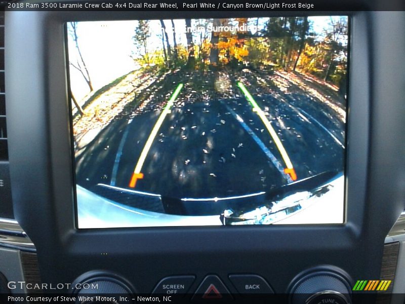 Pearl White / Canyon Brown/Light Frost Beige 2018 Ram 3500 Laramie Crew Cab 4x4 Dual Rear Wheel