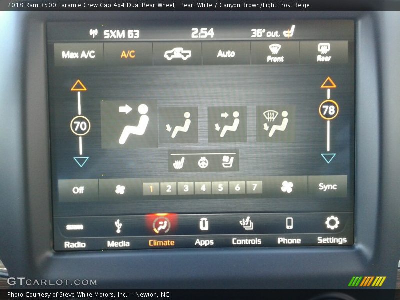 Pearl White / Canyon Brown/Light Frost Beige 2018 Ram 3500 Laramie Crew Cab 4x4 Dual Rear Wheel