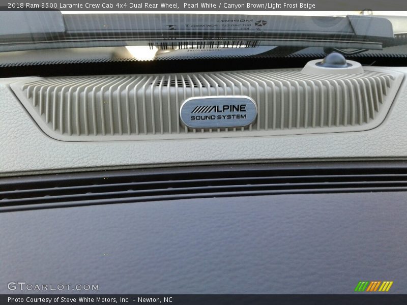 Pearl White / Canyon Brown/Light Frost Beige 2018 Ram 3500 Laramie Crew Cab 4x4 Dual Rear Wheel