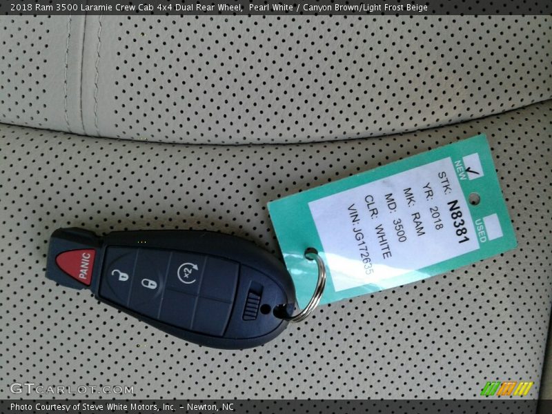 Pearl White / Canyon Brown/Light Frost Beige 2018 Ram 3500 Laramie Crew Cab 4x4 Dual Rear Wheel