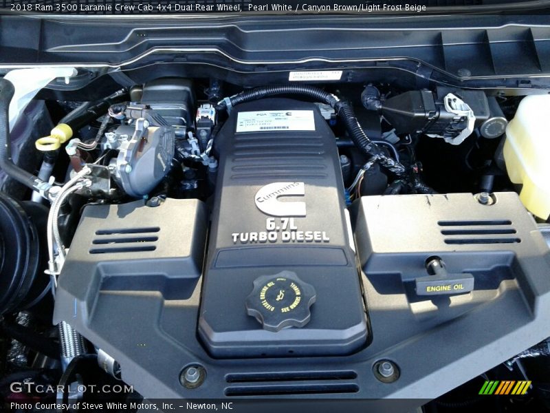 Pearl White / Canyon Brown/Light Frost Beige 2018 Ram 3500 Laramie Crew Cab 4x4 Dual Rear Wheel