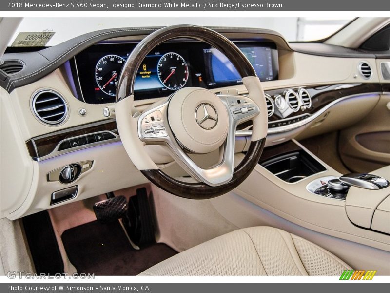 designo Diamond White Metallic / Silk Beige/Espresso Brown 2018 Mercedes-Benz S 560 Sedan